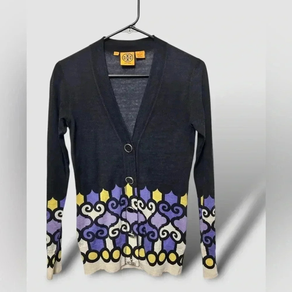 Tory Burch wool light weight soft cardigan sz XS 006